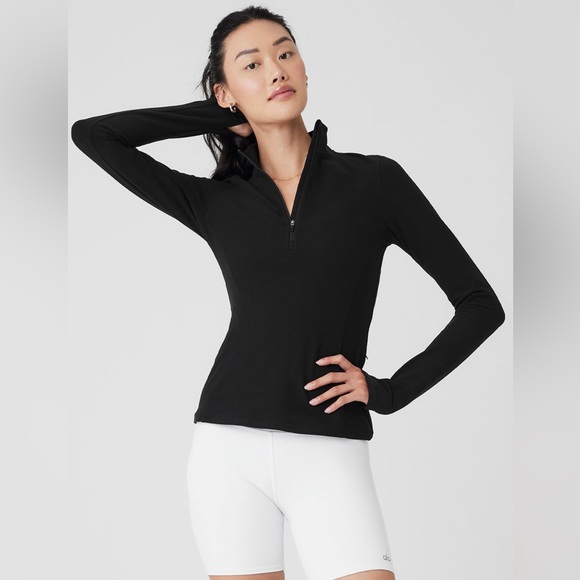 ALO Yoga Alosoft Half 1/2 Zip Rapid Pullover L Black - Picture 1 of 11